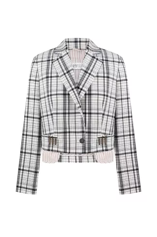 Kauka cropped wool check jacket