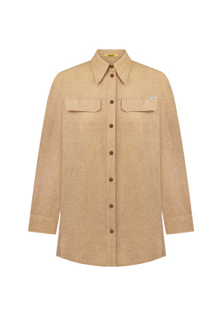 Vedao loose-fitting beige wool shirt