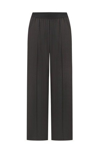 Nashville black wool wide-leg trousers with elastic