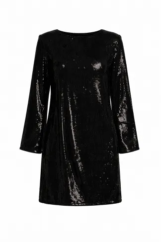 Вечірня чорна сукня з бантом на спині в паєтки міні довжини Салі