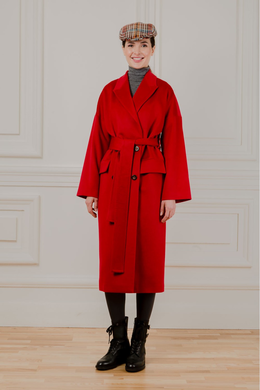 Рубіново-червоне вовняне пальто Алонсо - фото 6