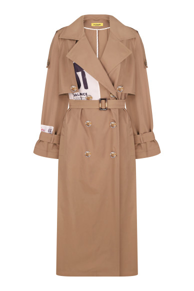 Sand trench coat with Anjou prints - photo