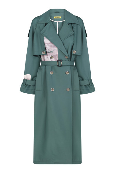 Emerald trench coat with Anjou prints - photo