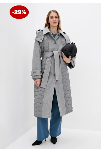 Комбинированное стеганое пальто Ферн - фото