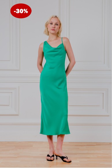 Ассиметричный атласный платье Боскония - фото