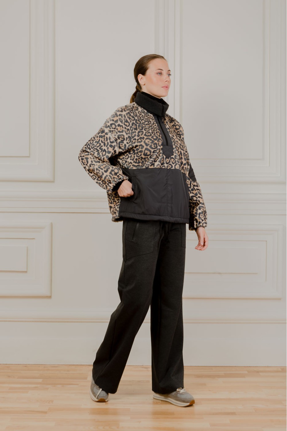 Alaska leopard print zip-up sweater