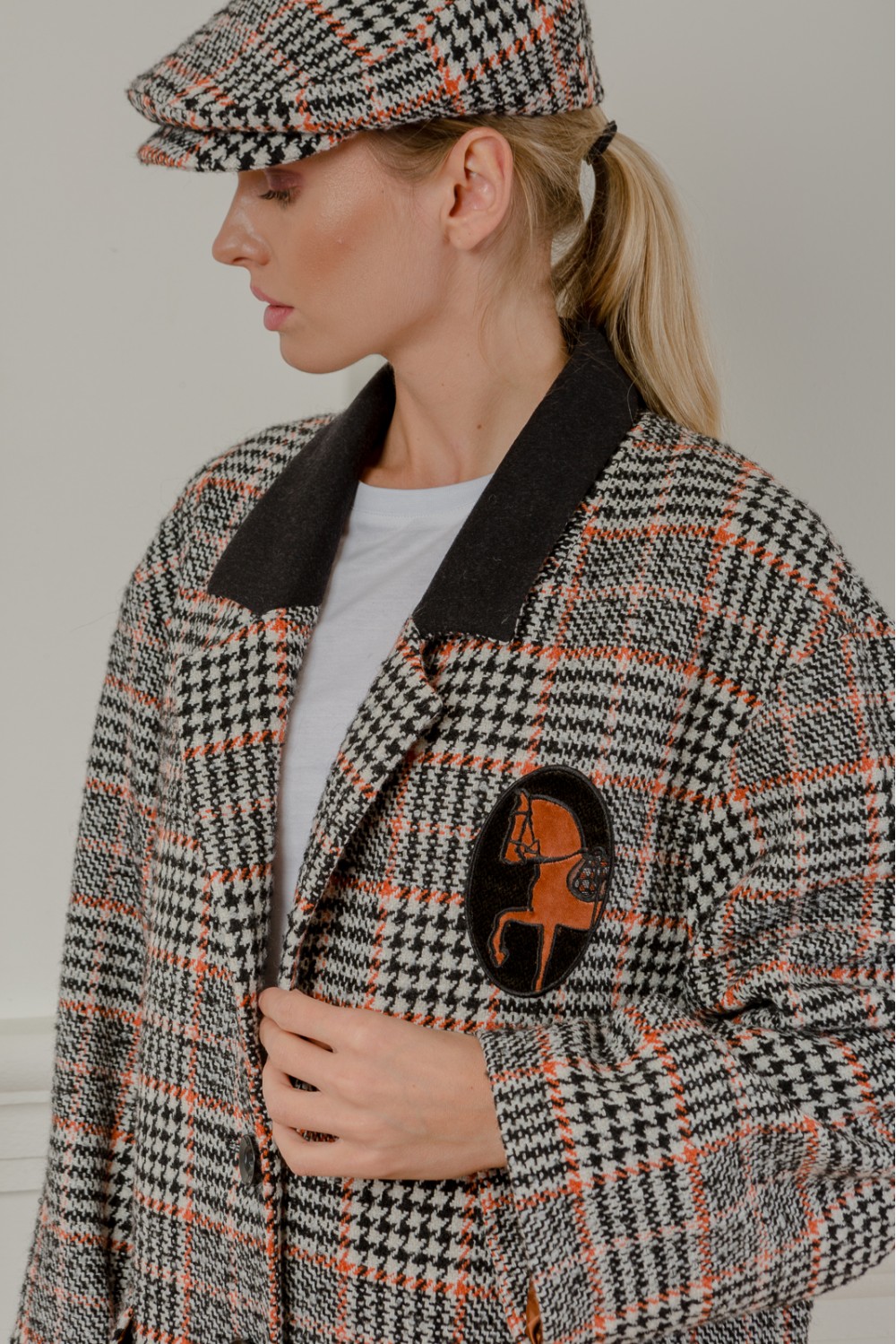 Elaine tweed coat with logo