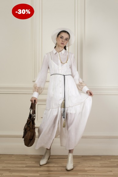 Filomena long sleeve linen dress