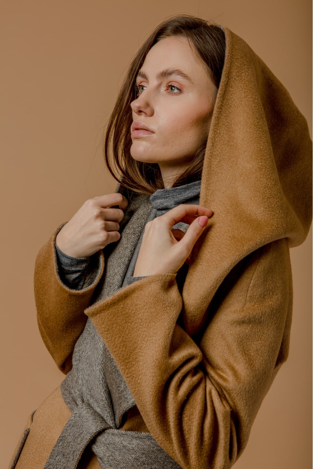 Hooded cashmere double-side coat Dakota