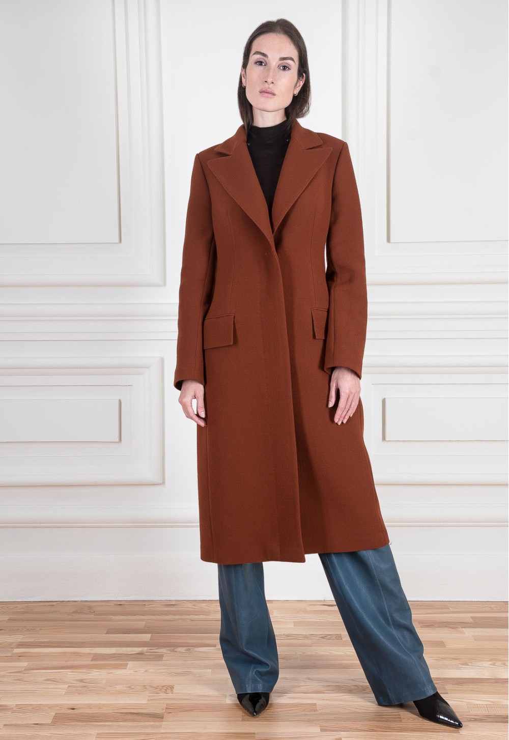Базовое пальто из двойного шерстяного крепа - фото 6