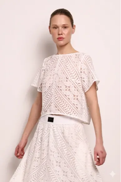 Lace relax-fit top Lime - photo