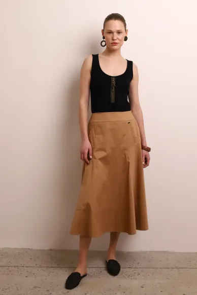 Бавовняна бежева спідниця максі довжини Грейден - фото