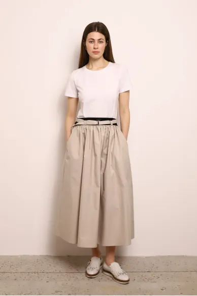 Бавовняна спідниця міді на еластичному поясі Стефанія - фото