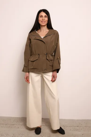 Хлопковая оливковая куртка на молнии Брунела - фото