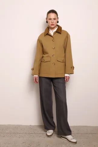 Бежева бавовняна весняна куртка з воротом Грейслі