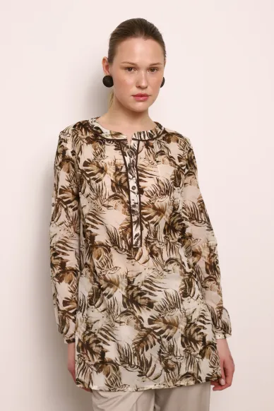Floral cotton long-sleeved blouse Nikola - photo