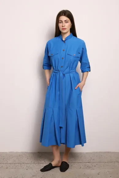 Mirabelle blue cotton safari dress - photo
