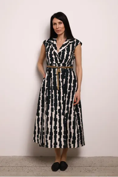 Хлопковое платье миди с акцентным геометрическим принтом Рина - фото