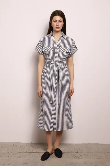 Льняное платье-рубашка Августина - фото