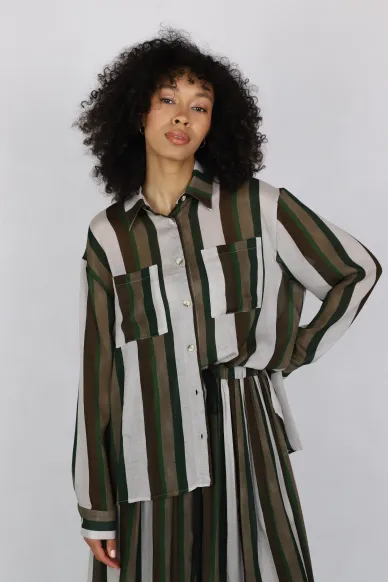Relaxed-fit shirt with a vertical striped print Milda - photo