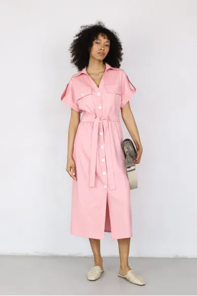 Льняное платье-рубашка Августина - фото