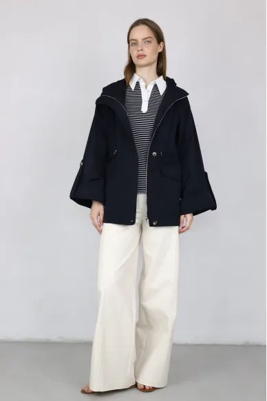  Deep blue taffetta zip jacket Brunella - photo