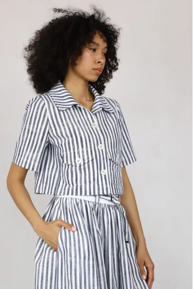 Stripeted Cotton and Linen Jacket Casey - photo