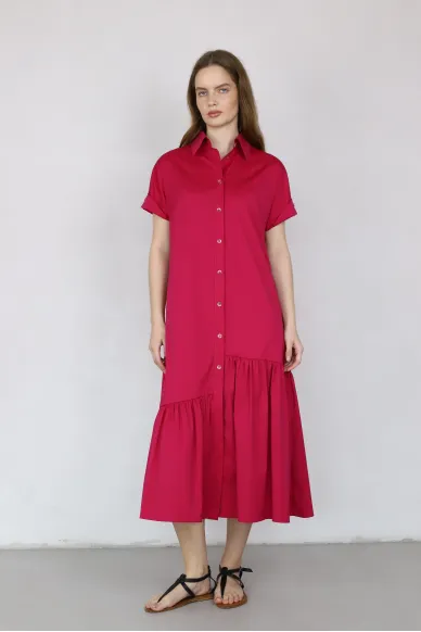 Платье-рубашка цвета фуксия Иви - фото