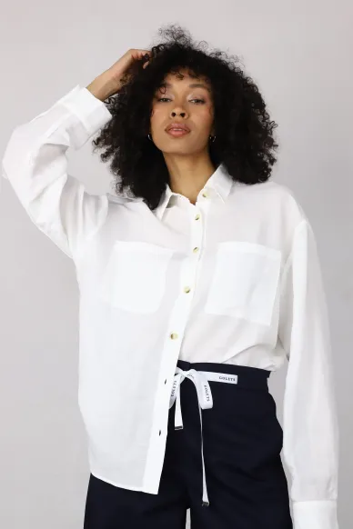 Milda long-sleeved linen white shirt - photo