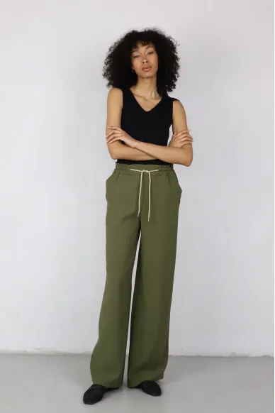 Широкие брюки на резинке из тенсела Караваджо - фото