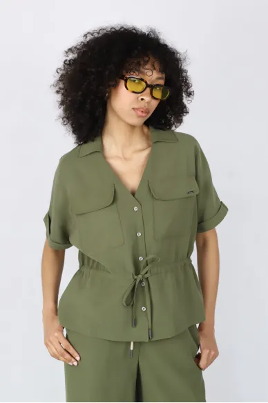 Lightweight relaxed-fit shirt crafted from tencel in khaki shade Lemar - photo