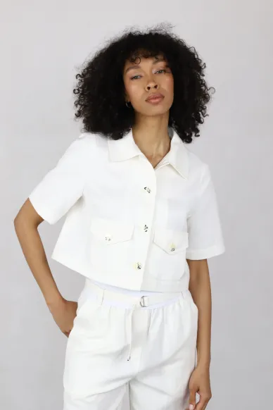 Croped Linen Jacket Casey - photo