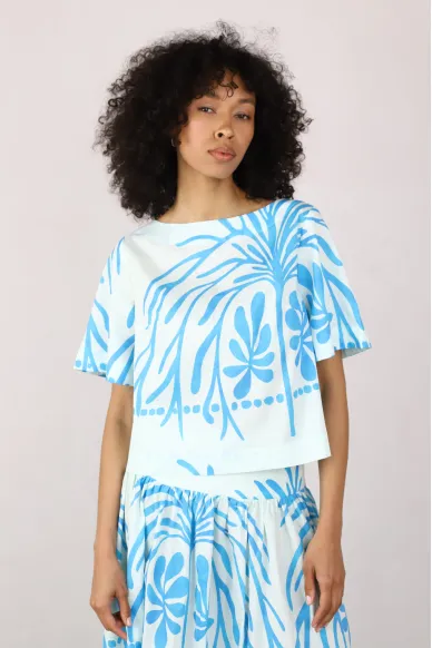 Lightweight relaxed-fit top with floral artistic print - photo