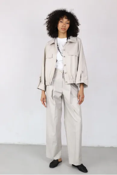 Хлопковые песочные брюки прямого покроя Кели - фото