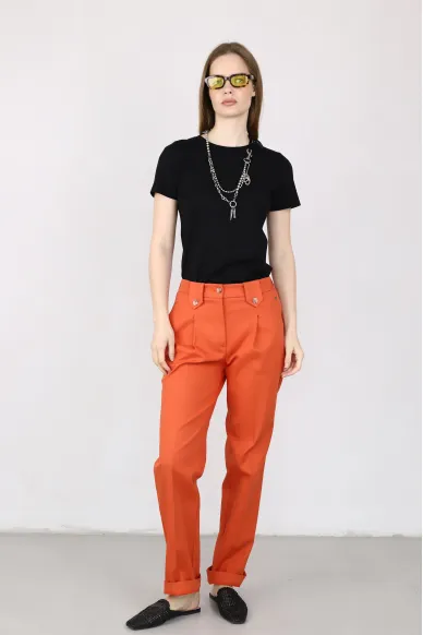 Хлопковые брюки со складками на поясе Тиби - фото