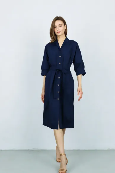 Cotton safari shirt dress Diego - photo