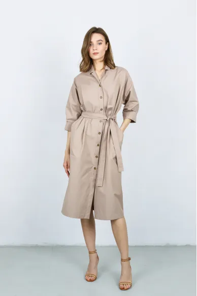 Cotton safari shirt dress Diego - photo