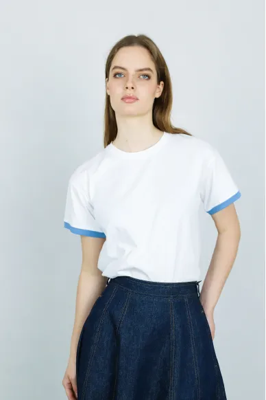 Basic Cotton T-shirt with contrast trim Elein - photo