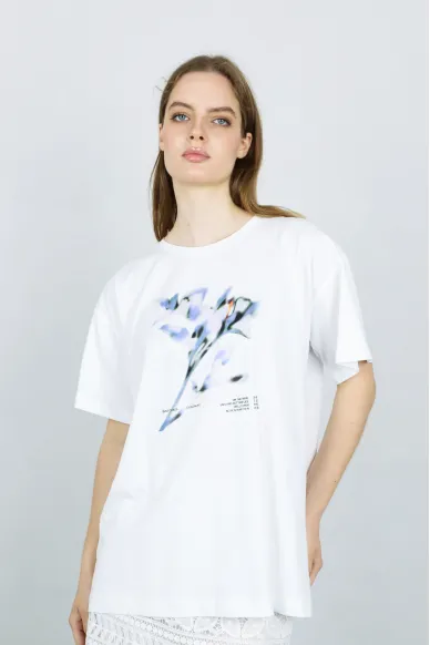 Basic Cotton Ovesized T-shirt with print Tayler - photo