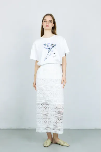 Pure White Lace Skirt Poetry - photo