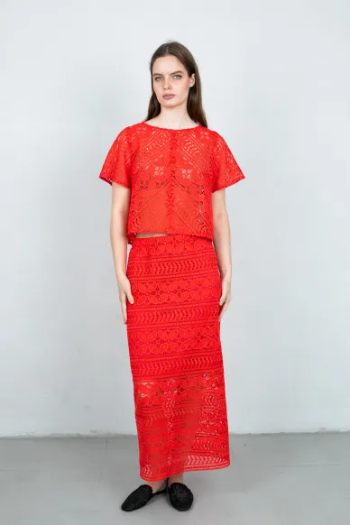 Coral Lace Skirt Poetry - photo