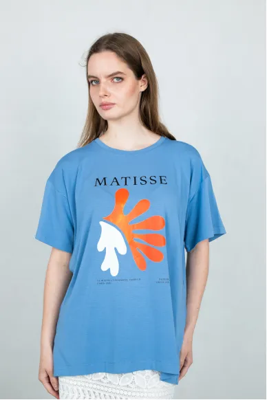 Basic Cotton Ovesized T-shirt with print Tayler - photo