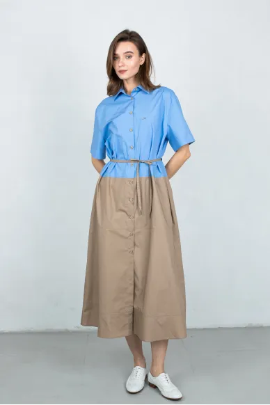 Cotton shirt dress with short sleeves Amadea - photo