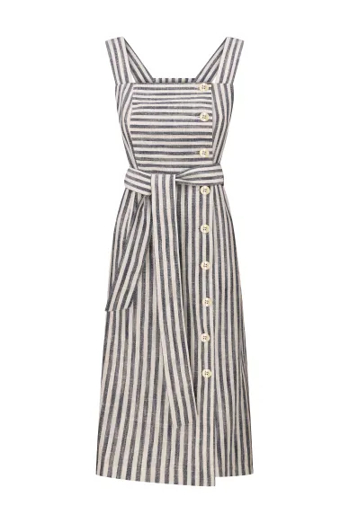 Elegant midi sundress in a classic vertical stripe Sia - photo