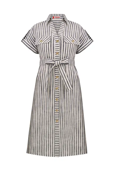 Striped midi shirt dress Augustina - photo