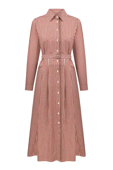Checked cotton shirt dress Harriet - photo