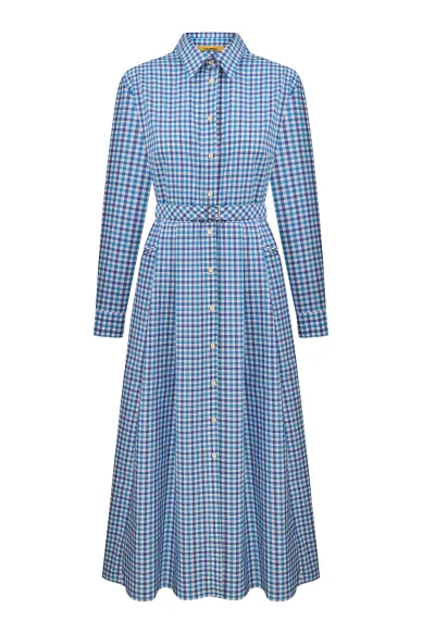 Checked cotton shirt dress Harriet - photo
