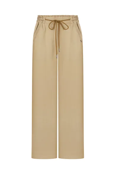 Flavia sand-colored cotton wide-leg pants - photo