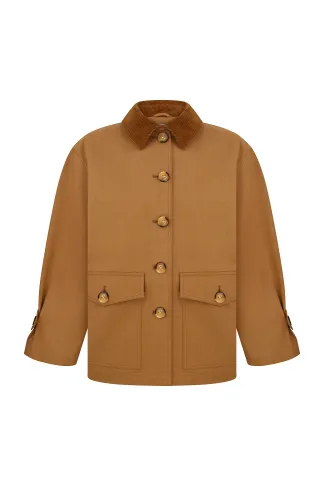 Beige cotton spring jacket with Gracely collar