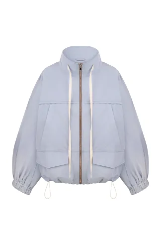  Deep blue taffetta zip jacket Brunella